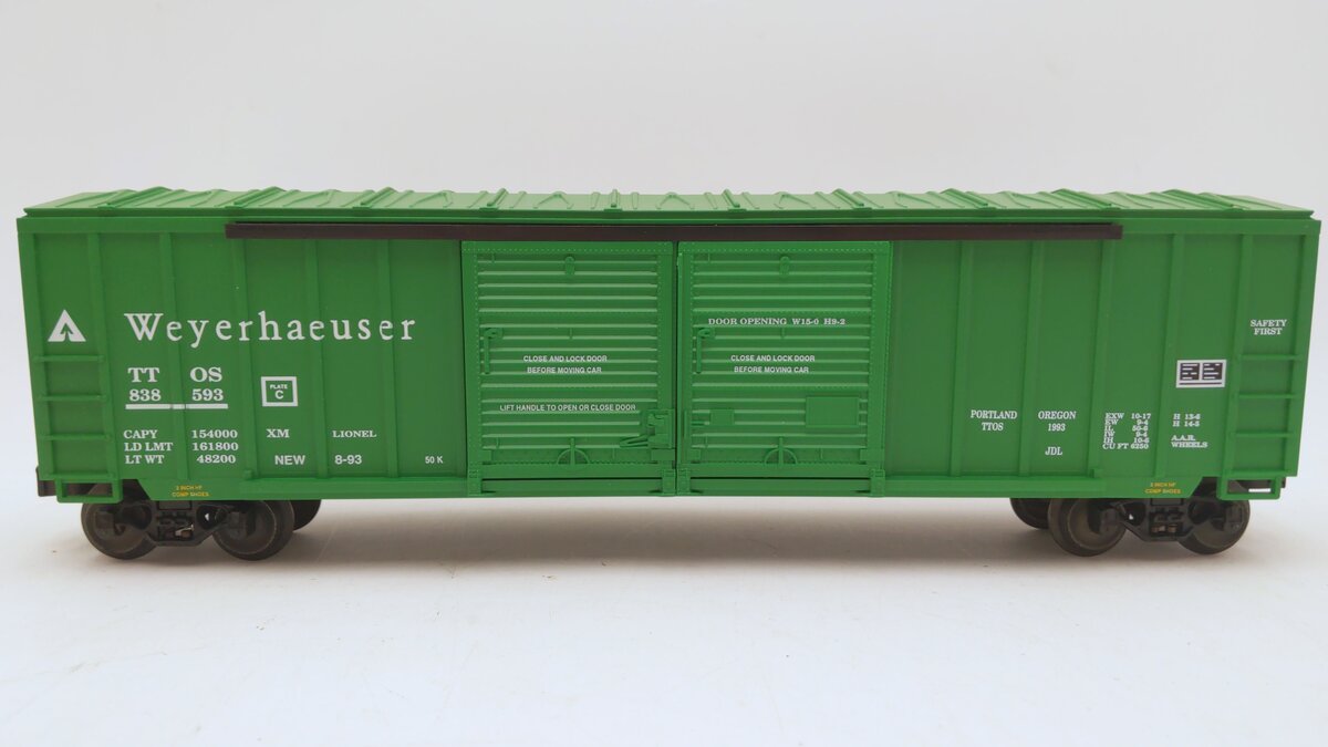 Lionel 6-52010 O Gauge T.T.O.S 1993 Weyerhaeuser Convention Boxcar #838593 LN/Box