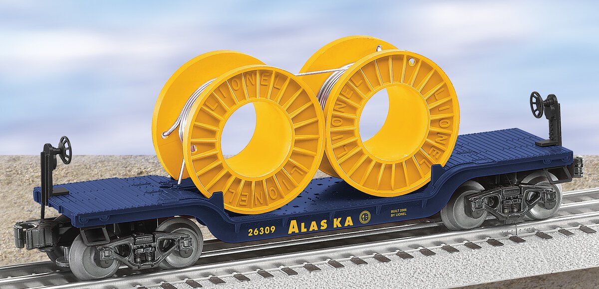 Lionel 6-26309 O Gauge Alaska Flatcar with Cable Reels NIB