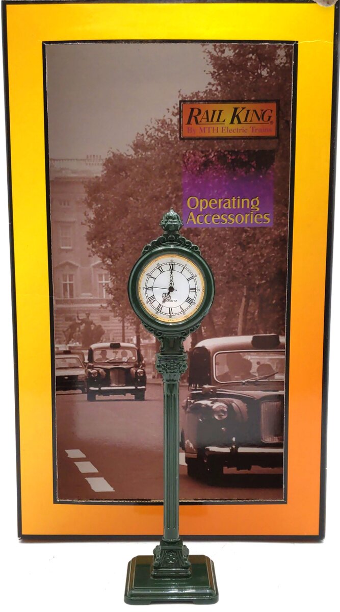 MTH 30-1094 O Scale Dark Green Operating Die-Cast Street Clock LN/Box