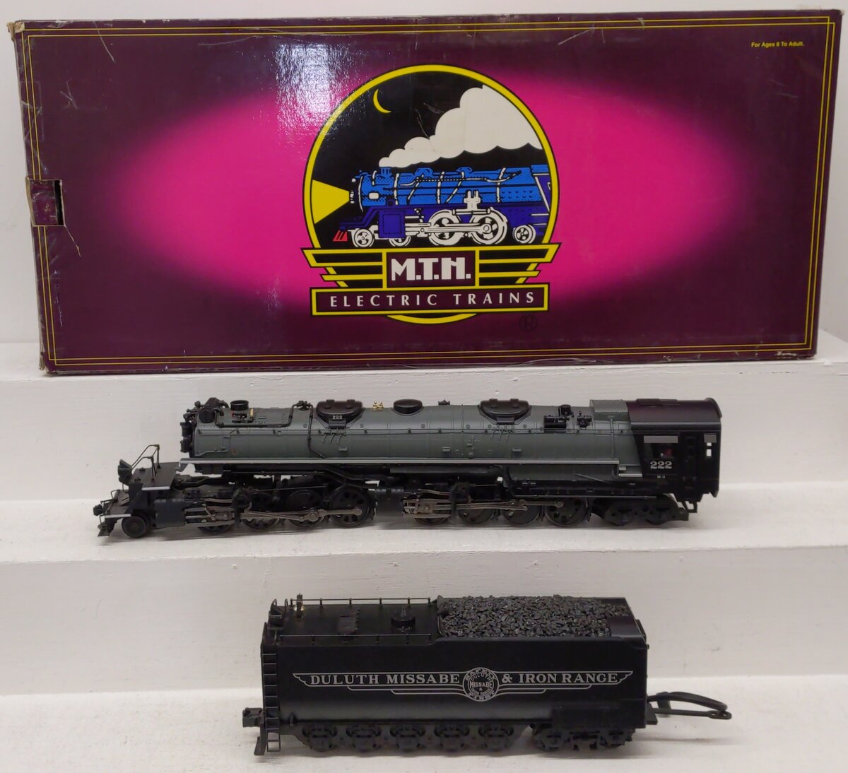 MTH 20-3113-1 O Gauge DM&IR 2-8-8-4 Steam Locomotive & Tender w/PS2 #222 EX/Box