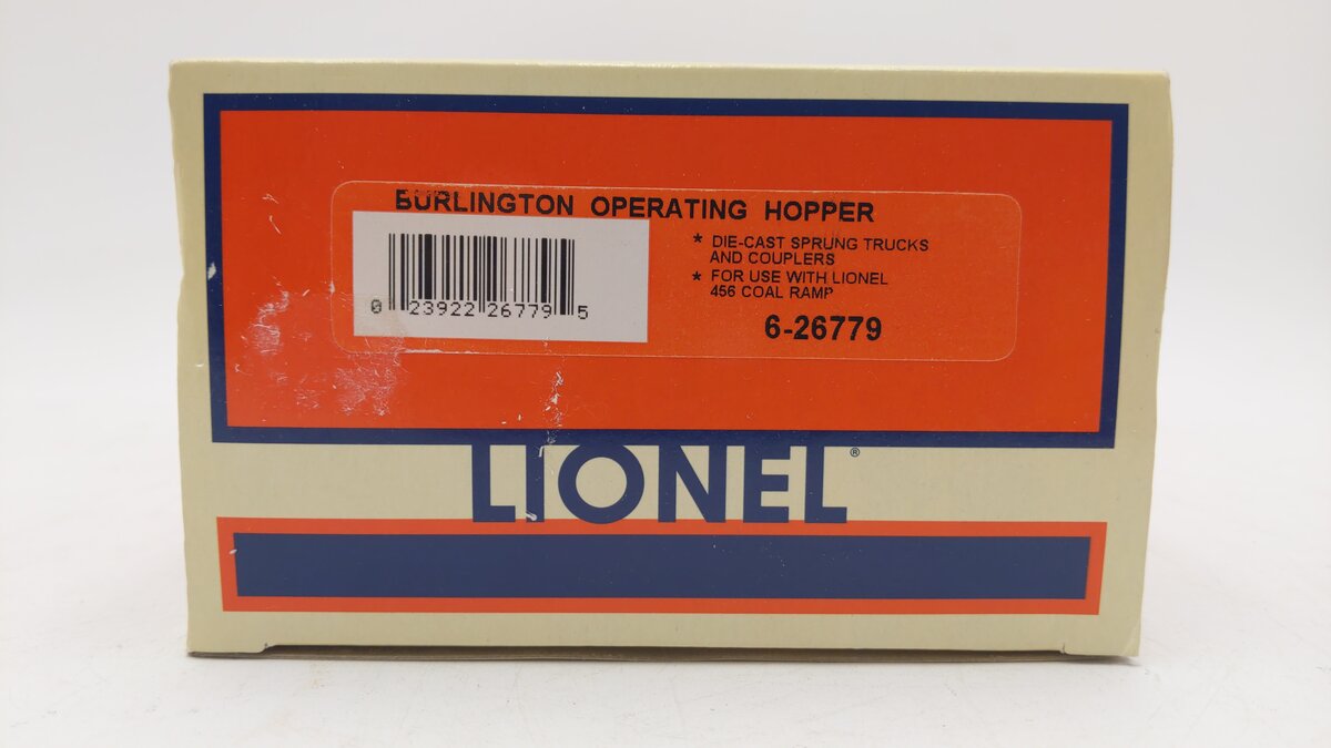 Lionel 6-26779 O Gauge Burlington Operating Hopper #189312 w/ Coal Load NIB