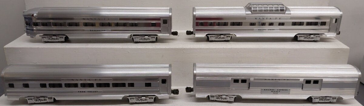 MTH 20-6016 O Gauge Santa Fe 60' Aluminum Passenger Cars (Set of 4) EX/Box