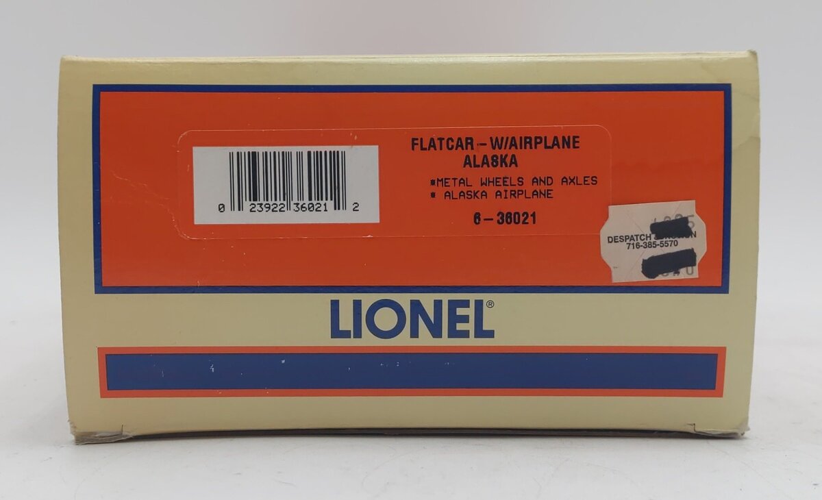 Lionel 6-36021 O Gauge Flatcar with Alaska Airplane #6424 LN/Box