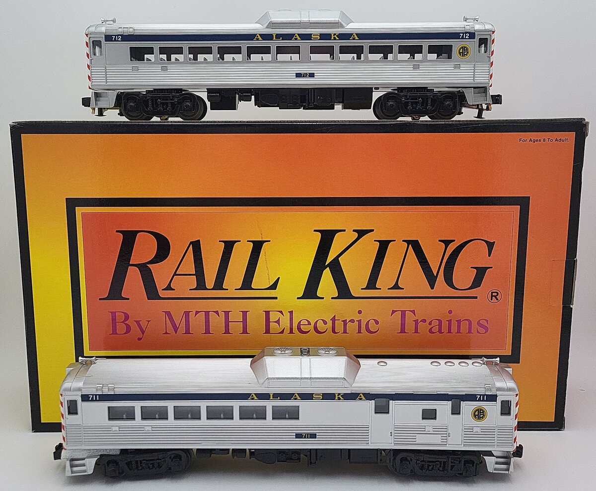 MTH 30-2387-1 O Alaska RDC Budd Car Set w/Proto-Sound 2.0 (Set of 2) LN/Box