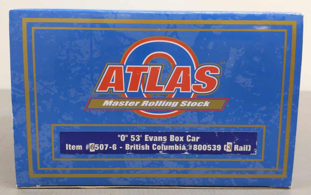 Atlas 6507-6 O Gauge British Columbia 53' Boxcar #800539 (3 Rail) NIB
