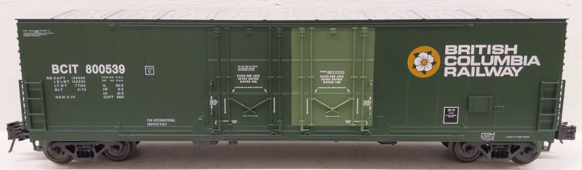 Atlas 6507-6 O Gauge British Columbia 53' Boxcar #800539 (3 Rail) NIB