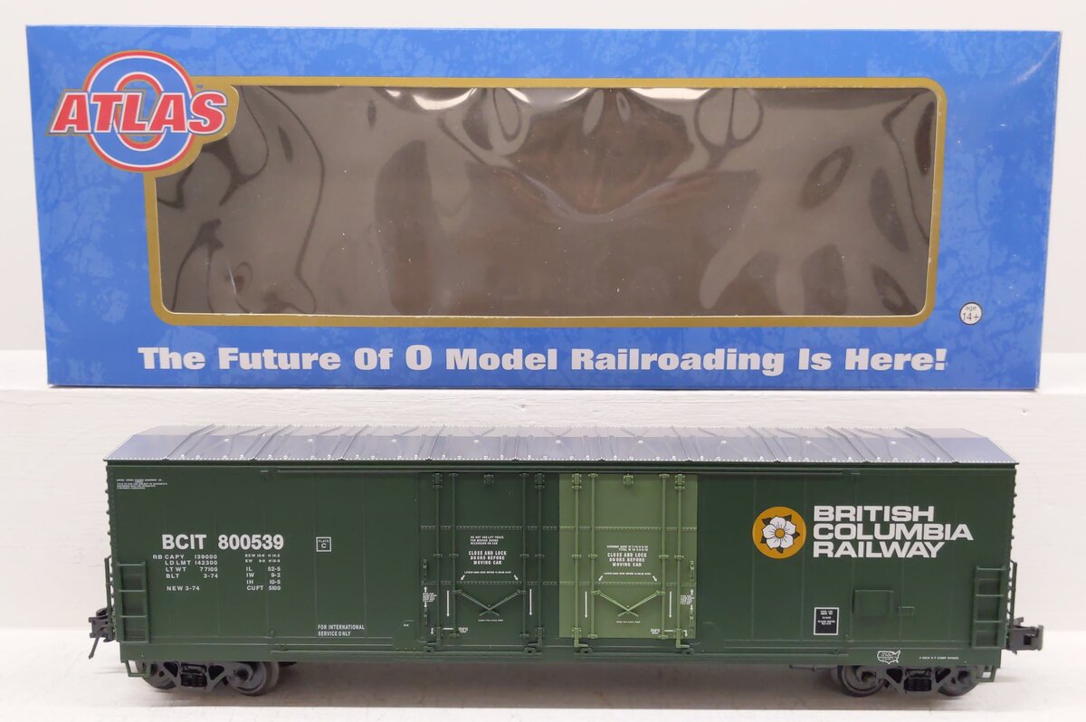 Atlas 6507-6 O Gauge British Columbia 53' Boxcar #800539 (3 Rail) NIB