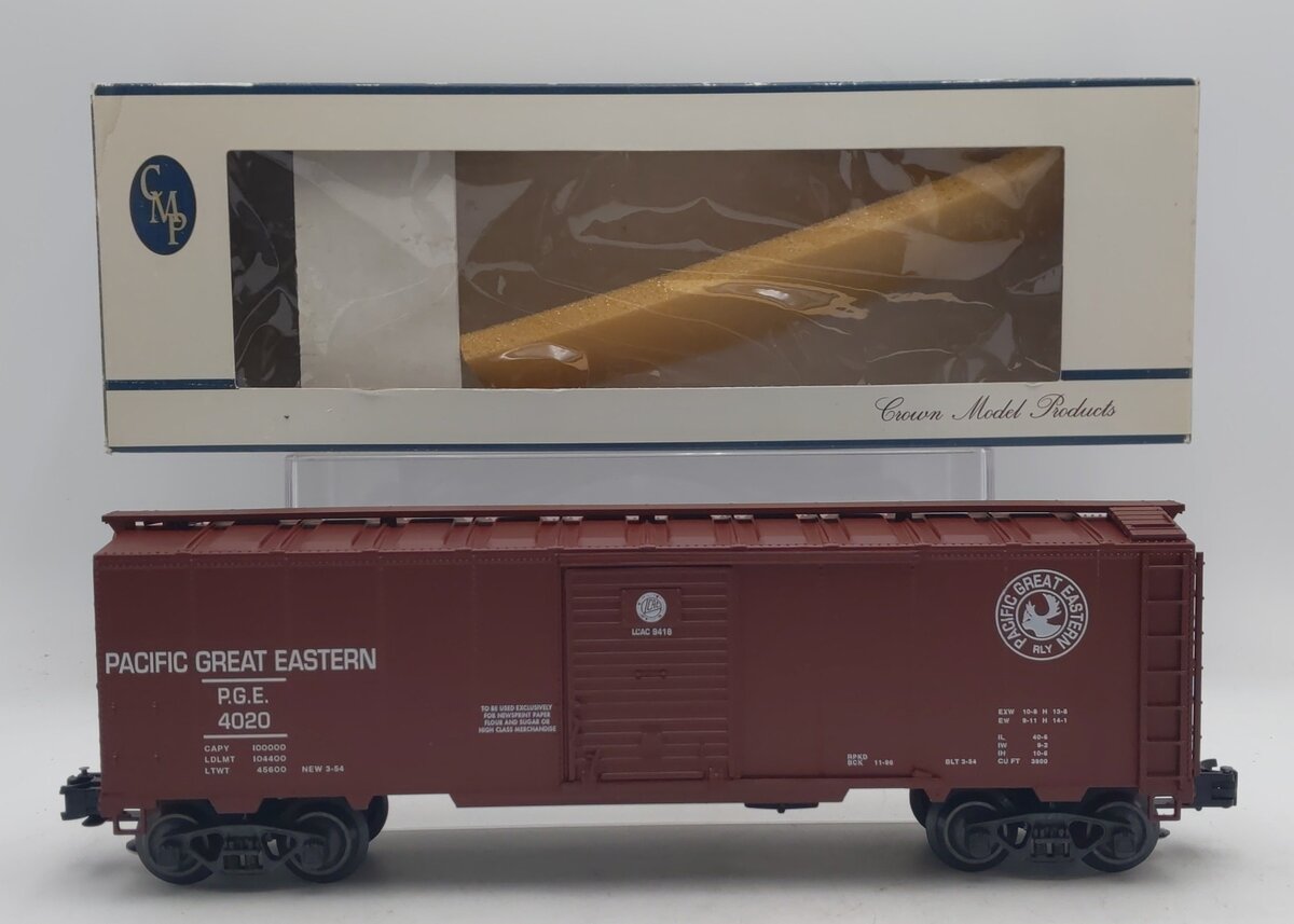 Crown PGE-9418 O Modern Pacific Great Eastern #4020 Boxcar - 3 Rail EX/Box