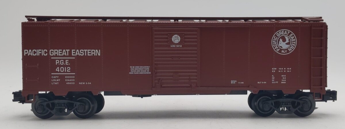 Crown PGE-9418 O Modern Pacific Great Eastern #4012 Boxcar - 3 Rail EX/Box