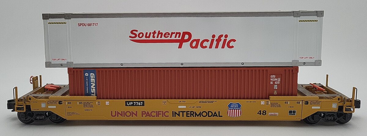 K-Line K7767 O Gauge Union Pacifc Flatcar w/ 2 Containers EX/Box