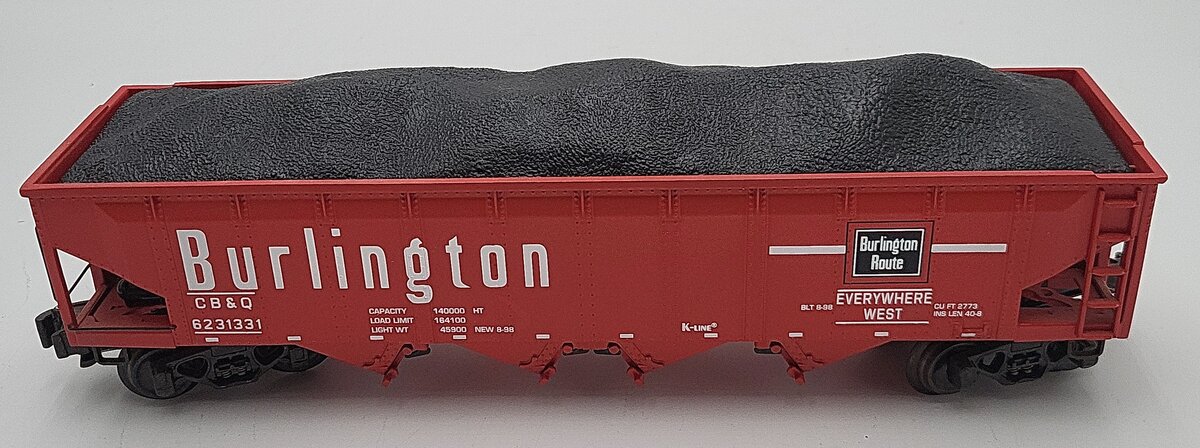K-Line K623-1331 O Gauge Burlington Route Hopper #6231331 LN/Box