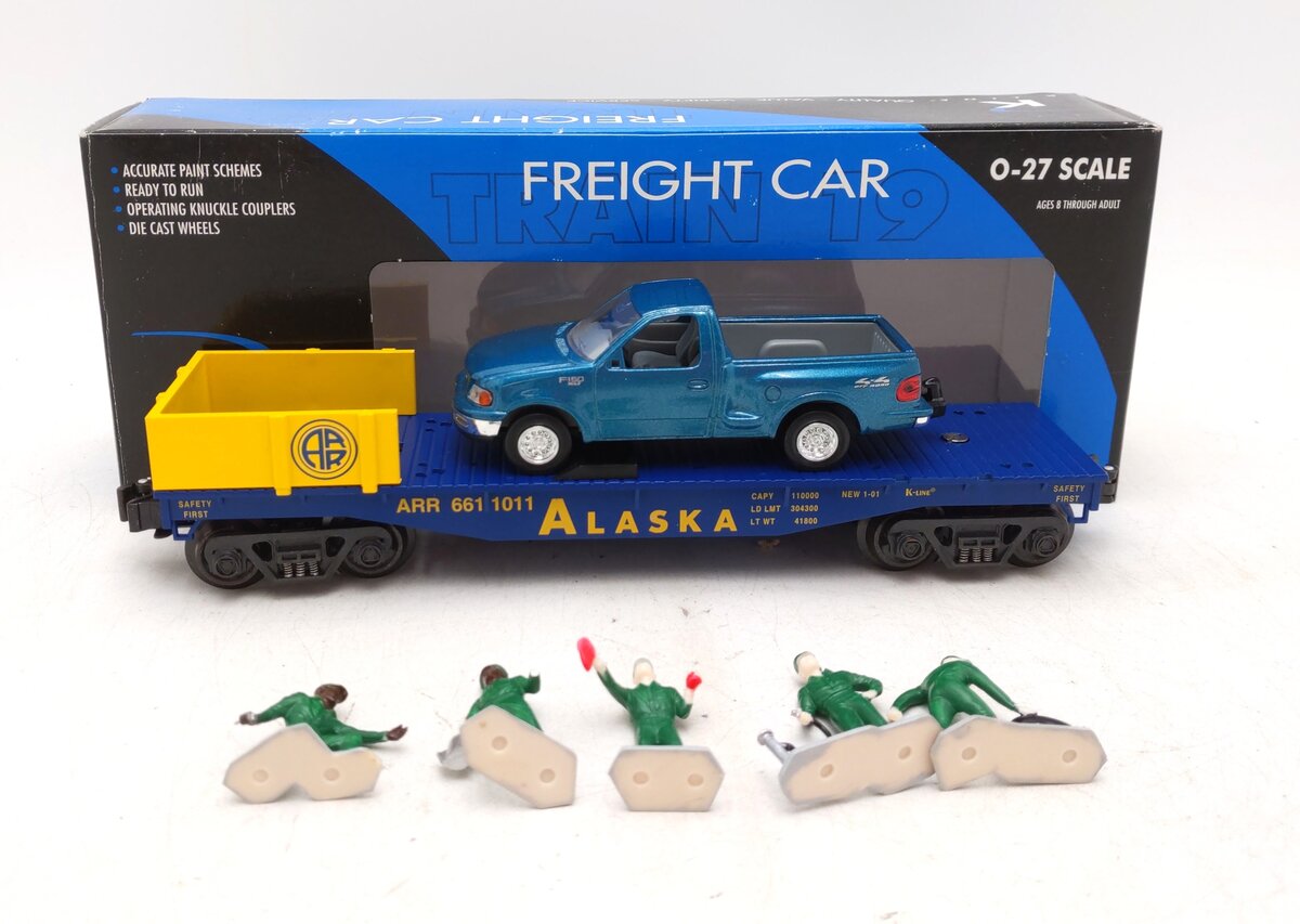 K-Line K661-1011 O Gauge Alaska Flatcar with Pickup EX/Box