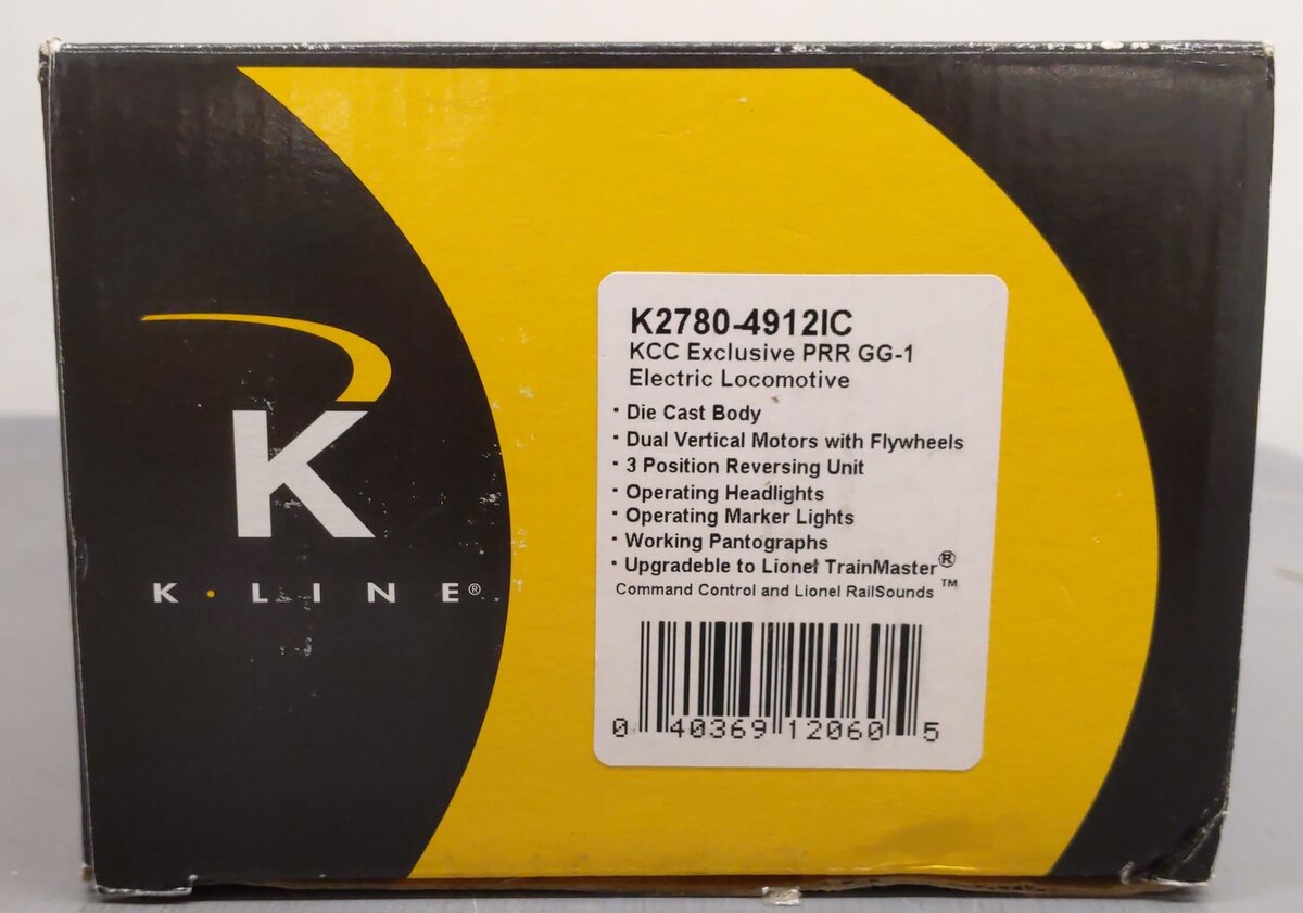K-Line K2780-4912IC O Gauge Pennsylvania GG-1 Electric Locomotive #4912 EX/Box