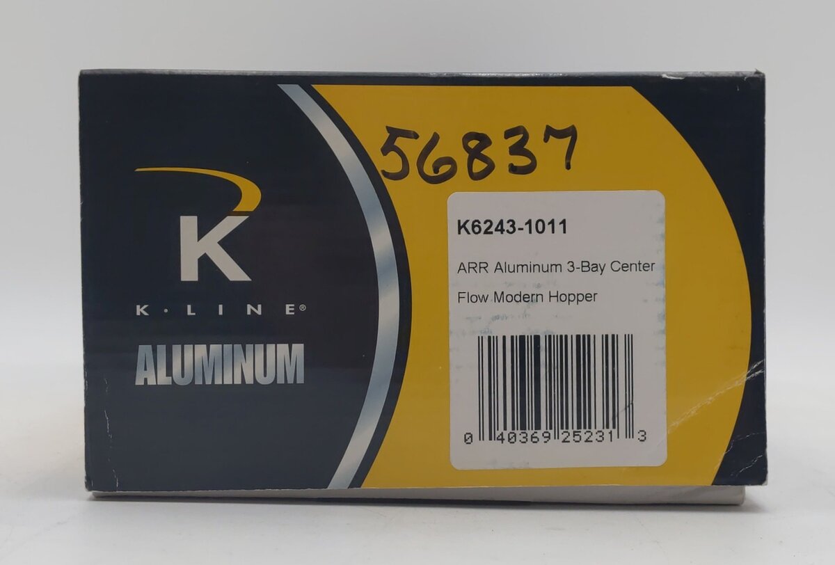 K-Line K6243-1011 O ARR Aluminum 3-bay Center Flow Modern Hopper Car #56837 EX/Box