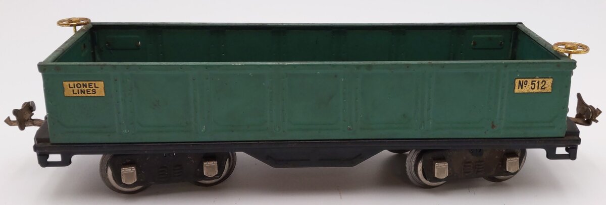 Lionel 512 Vintage Standard Gauge Prewar Tinplate Green Gondola VG