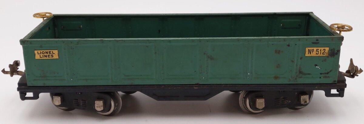 Lionel 512 Vintage Standard Gauge Prewar Tinplate Green Gondola VG