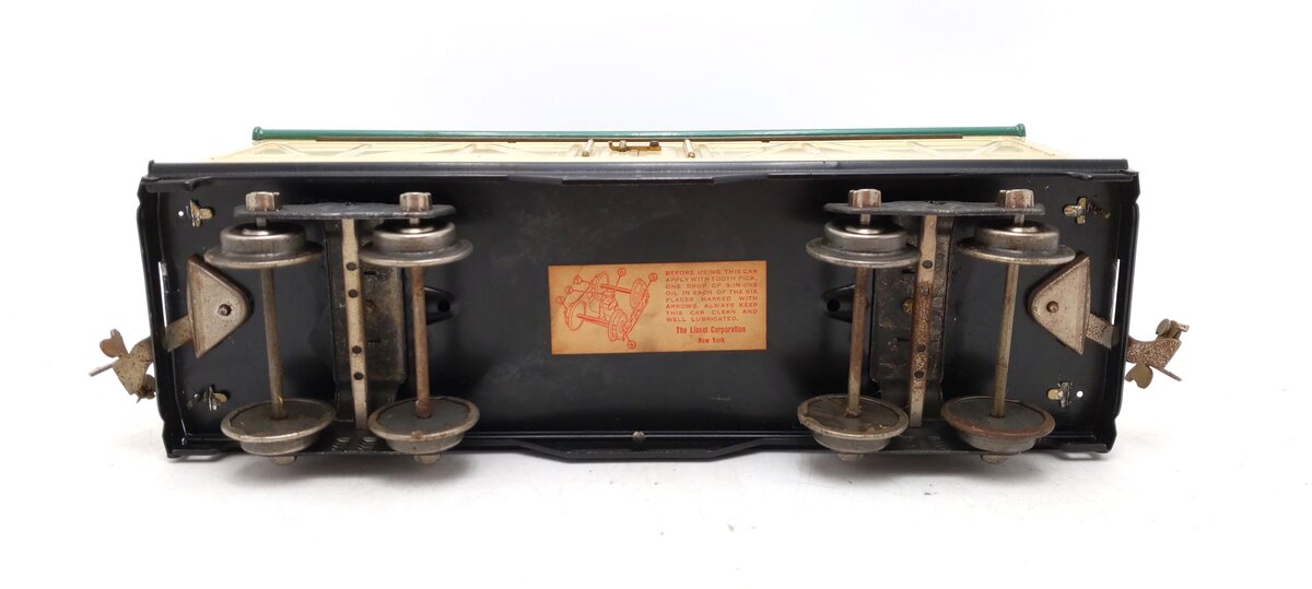 Lionel 514 Vintage Standard Gauge Tinplate Ivory/Peacock Refrigerator Car VG