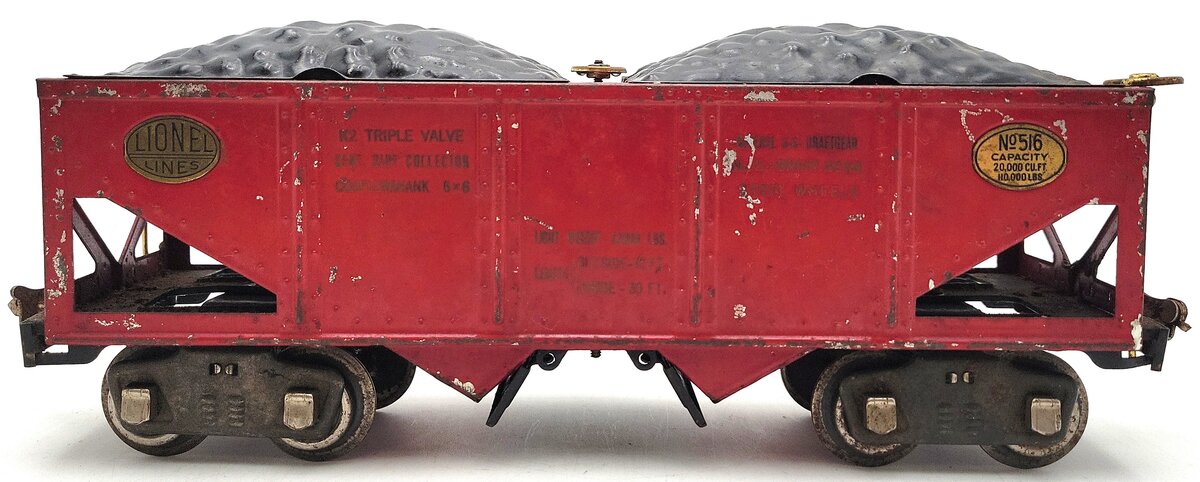 Lionel 516 Vintage Standard Gauge Lionel Lines 2-Bay Hopper with Coal VG