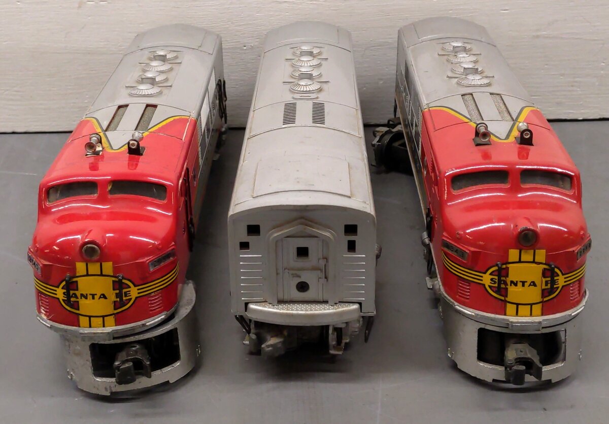 Lionel 2343 Vintage O Santa Fe F3 ABA Diesel Locomotive Set VG