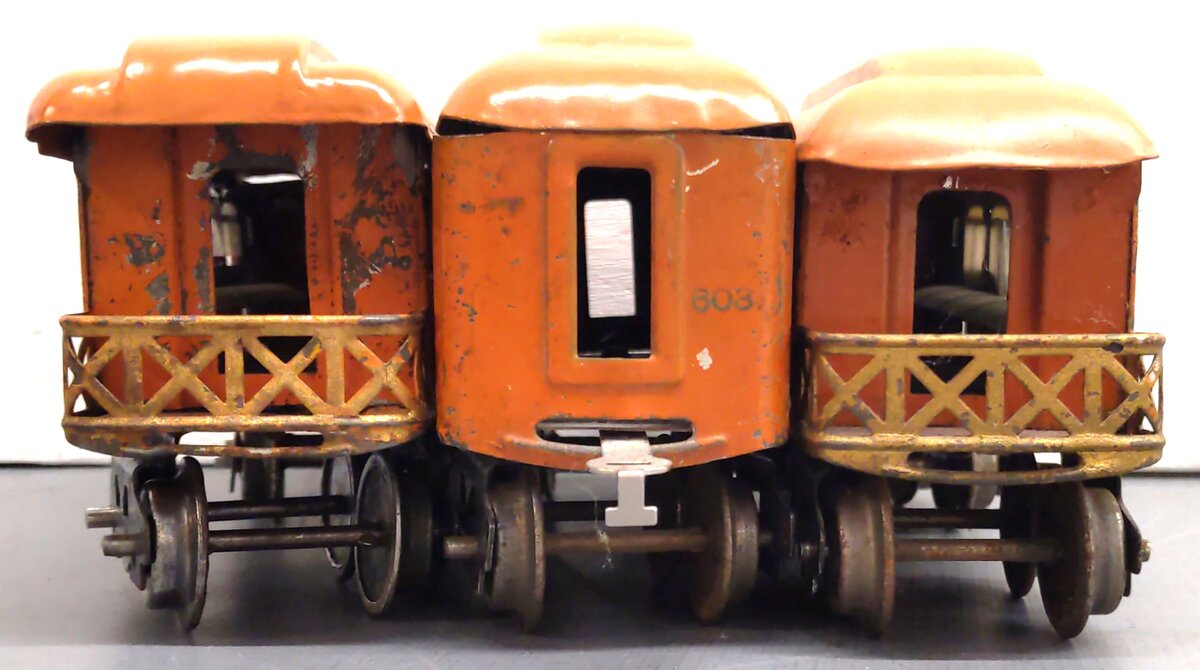 Lionel Vintage O Prewar Tinplate Passenger Cars: 603, 604 [3] VG