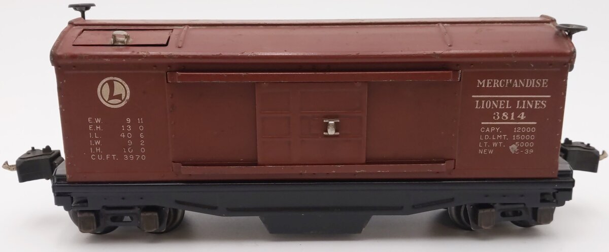 Lionel 3814 Vintage O Prewar Operating Merchandise Car - Rubber Stamped Version VG