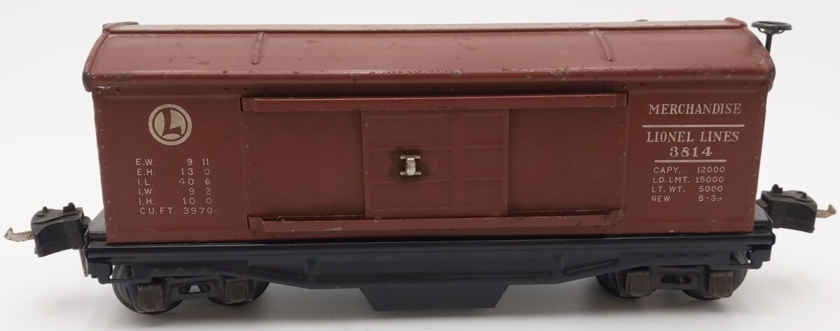 Lionel 3814 Vintage O Prewar Operating Merchandise Car - Rubber Stamped Version VG