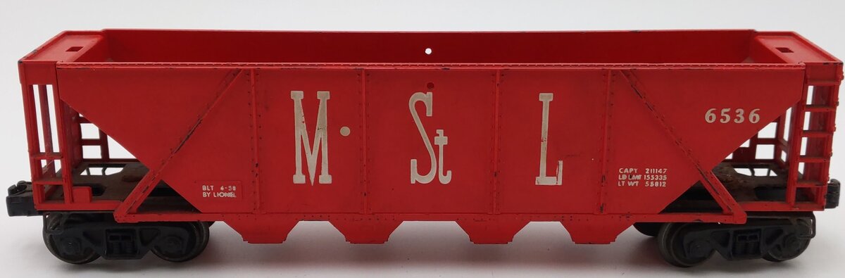 Lionel 6536 Vintage O Minneapolis & St. Louis 4-Bay Hopper VG