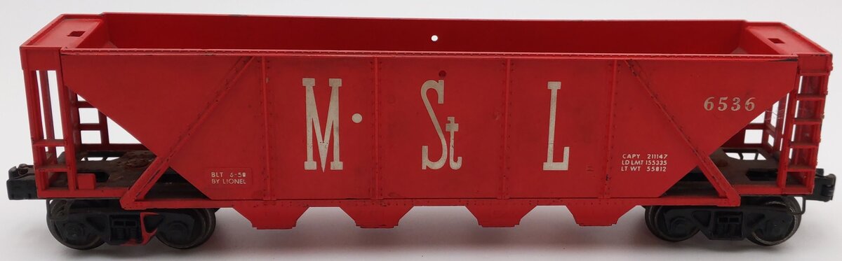 Lionel 6536 Vintage O Minneapolis & St. Louis 4-Bay Hopper VG
