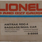 Lionel 6-8868 O Gauge Amtrak RDC-4 Powered Baggage/Mail Car EX/Box