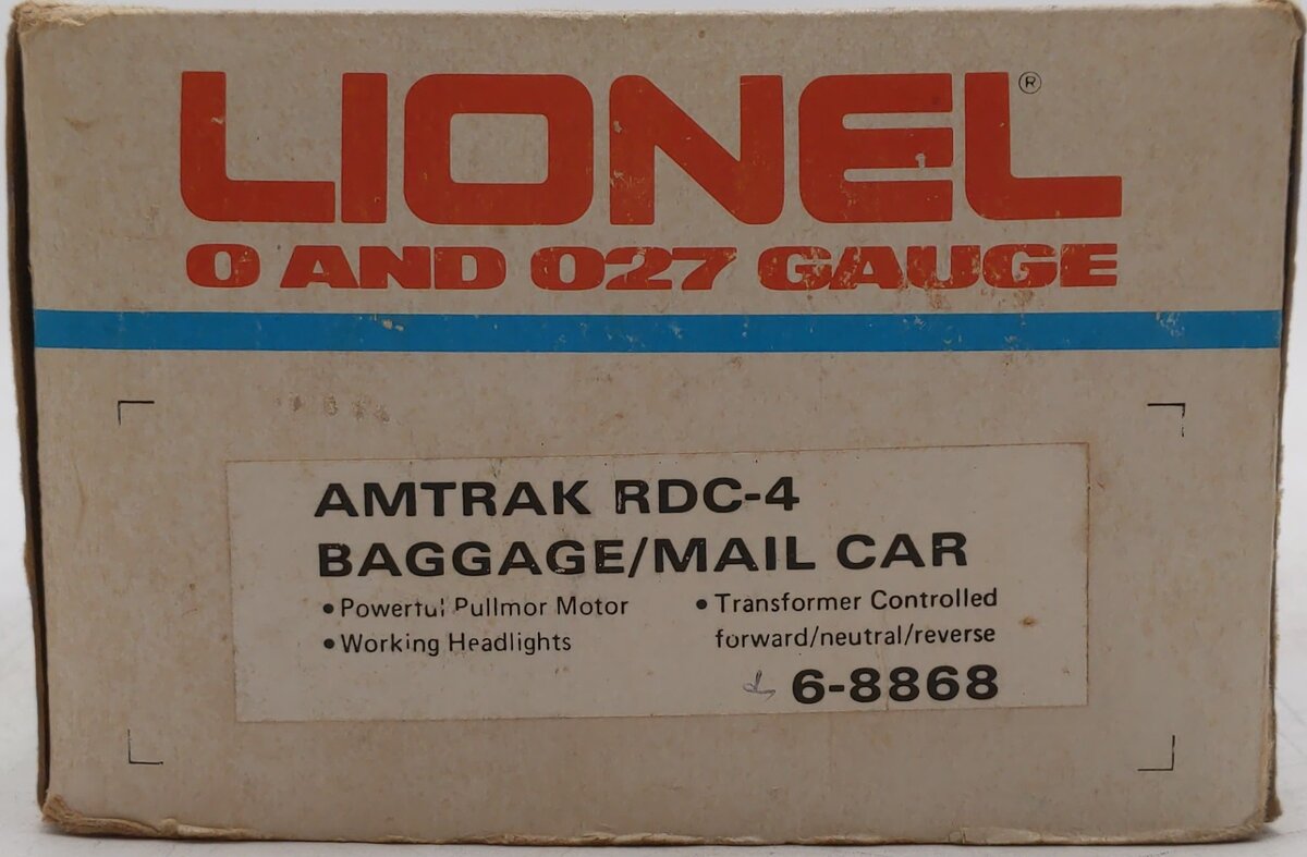 Lionel 6-8868 O Gauge Amtrak RDC-4 Powered Baggage/Mail Car EX/Box