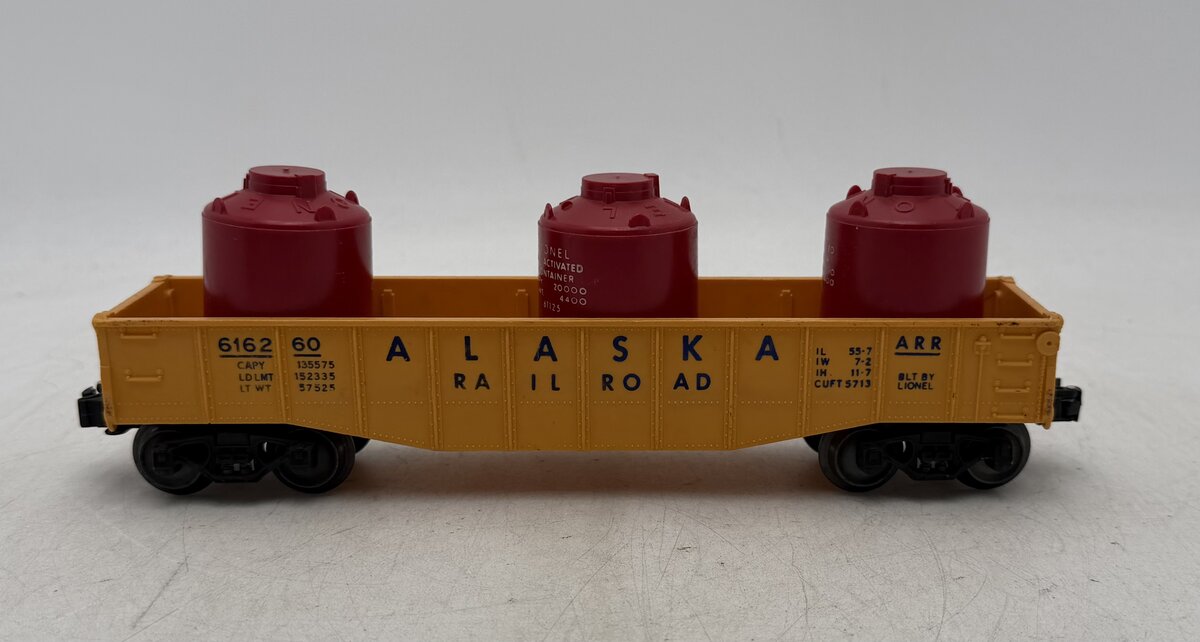 Lionel 6162-60 Vintage O Alaska Gondola with Canisters VG