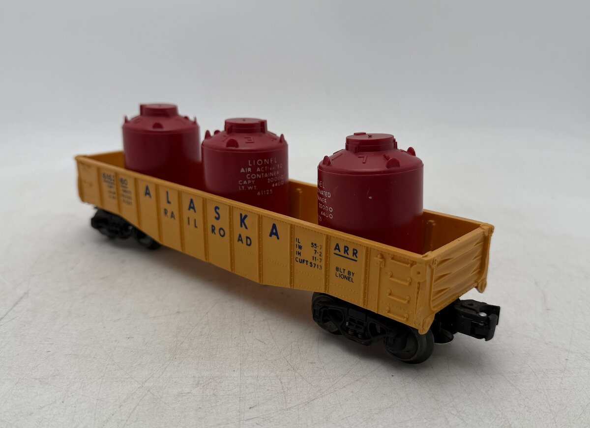 Lionel 6162-60 Vintage O Alaska Gondola with Canisters VG
