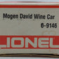 Lionel 6-9146 O Gauge Mogen David Wine Car EX/Box