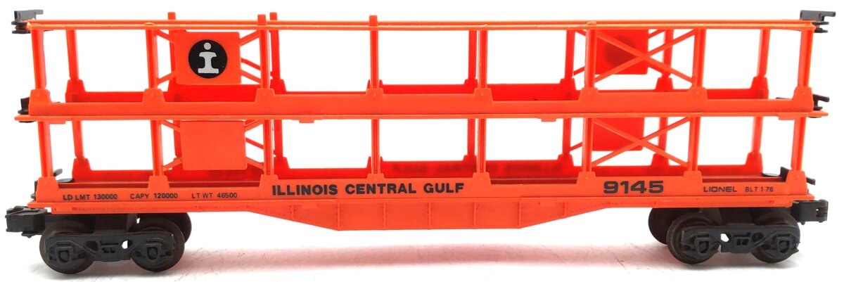 Lionel 6-9145 O Gauge Illinois Central Gulf 3-Tier Auto Carrier Car VG