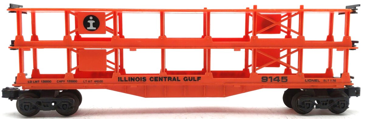 Lionel 6-9145 O Gauge Illinois Central Gulf 3-Tier Auto Carrier Car VG