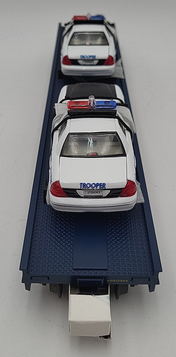 MTH 20-98518 Alaska Flat Car #12805 with 2 Ford Alaska State Trooper Cars LN/Box