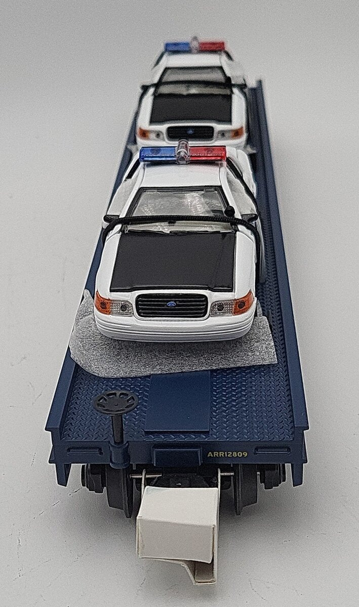MTH 20-98518 Alaska Flat Car #12805 with 2 Ford Alaska State Trooper Cars LN/Box