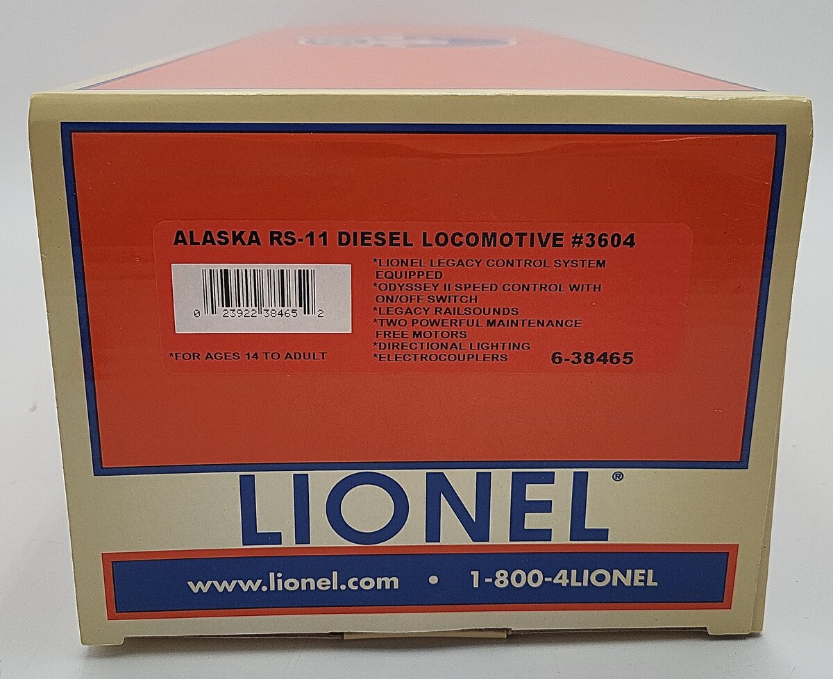 Lionel 6-38465 Alaska Railroad RS-11 Legacy Diesel Locomotive #3604 LN/Box