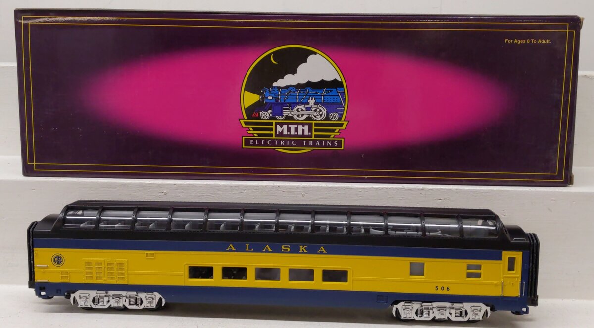 MTH 20-6718 O Gauge Alaska RR Full Vista Dome Car #506 NIB