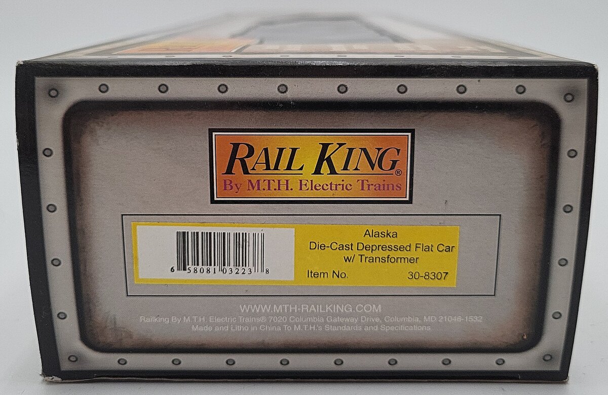 MTH 30-8307 Diecast Alaska Railroad Depressed Center Flatcar with Transformer LN/Box