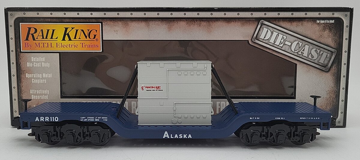 MTH 30-8307 Diecast Alaska Railroad Depressed Center Flatcar with Transformer LN/Box