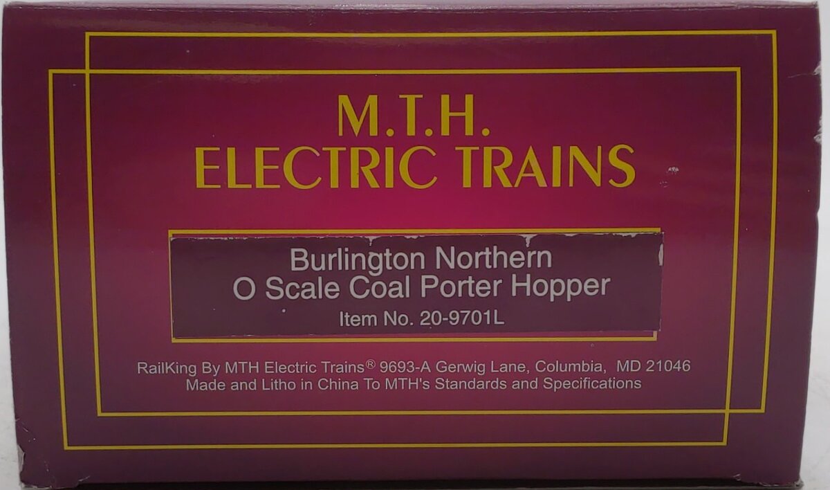 MTH 20-9701 O Gauge Burlington Northern Coal Porter Hopper #534203 LN/Box