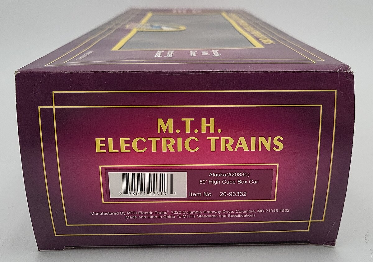 MTH 20-93332 O Gauge Alaska Railroad 50' Hi-Cube Boxcar #20830 LN/Box