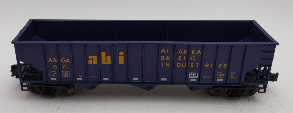 Weaver O Gauge Alaska 3-Bay Ribbed Hopper #671 - 3 Rail LN/Box