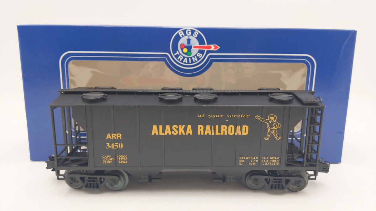 RGS 3450 O Gauge Alaska Railroad Covered 2 Bay Hopper EX/Box
