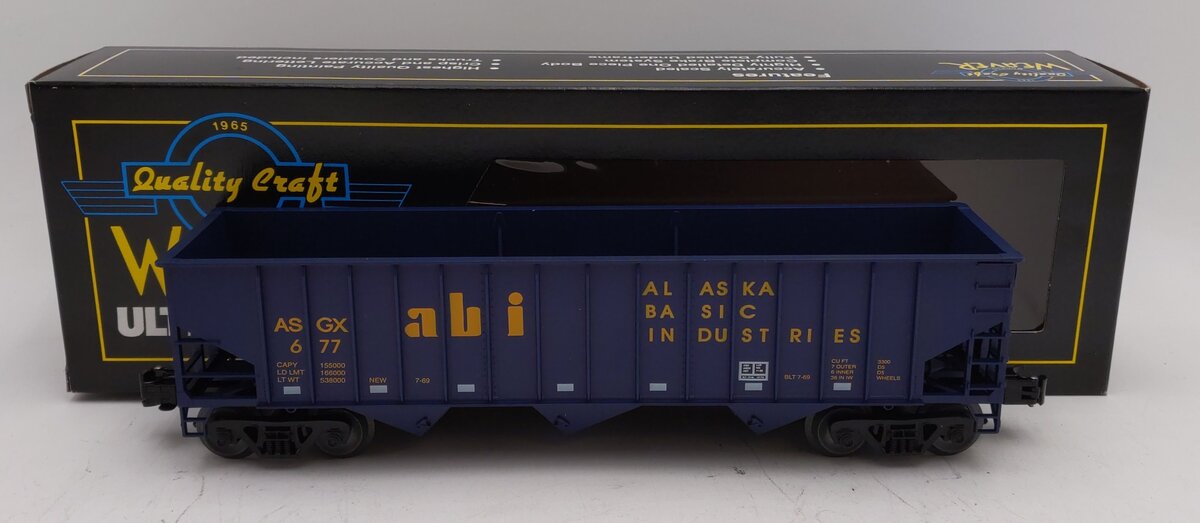 Weaver 677 O Gauge Alaska Basic Industries 3-Bay Hopper - 3 Rail LN/Box