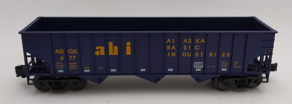 Weaver 677 O Gauge Alaska Basic Industries 3-Bay Hopper - 3 Rail LN/Box