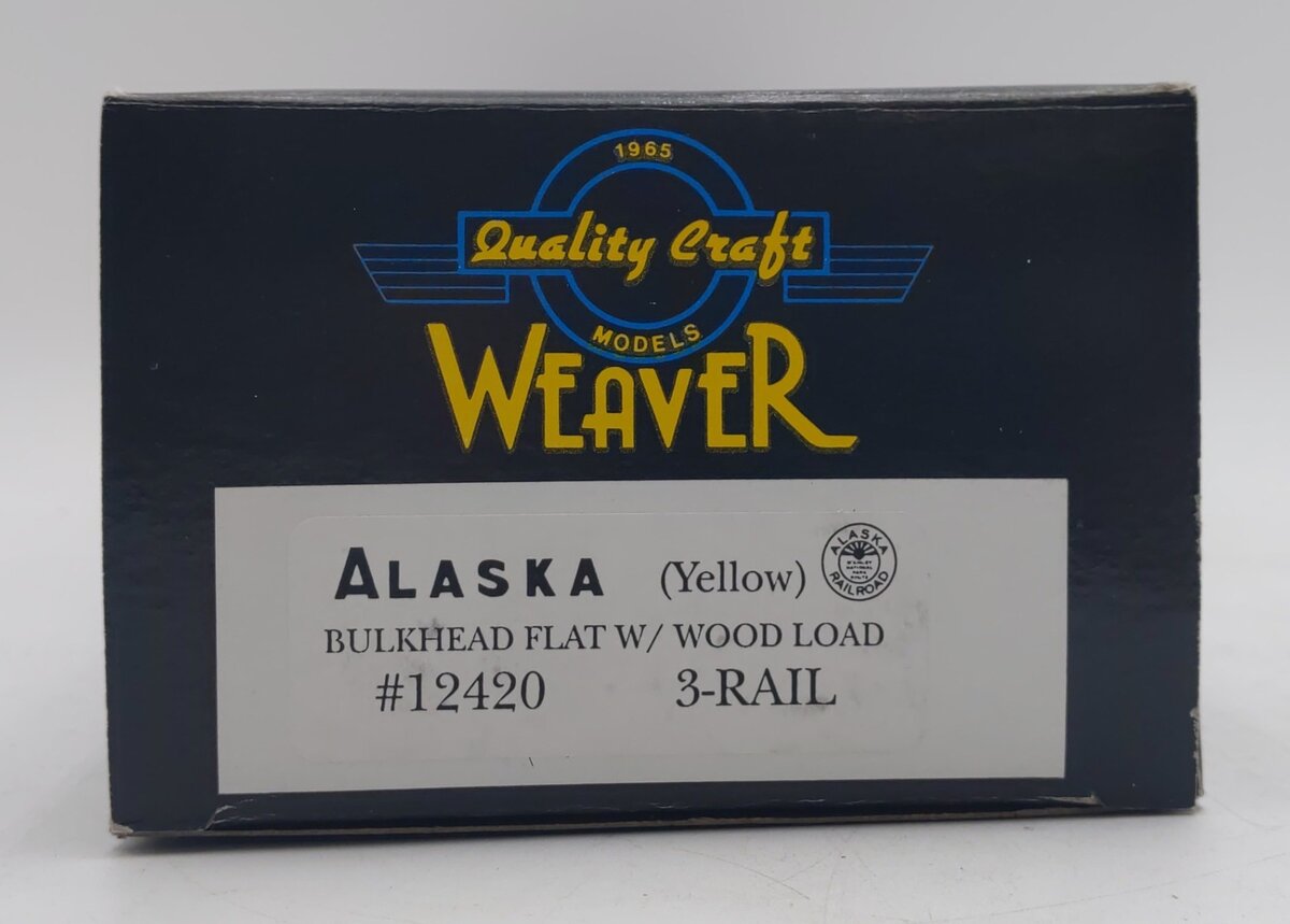 Weaver O Gauge Alaska Railroad Bulkhead Flat Car w/ Wood Load #12420 NIB