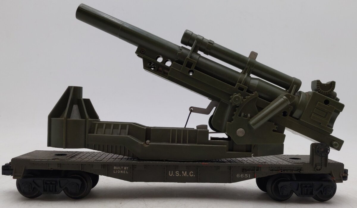 Lionel 6651 Vintage O USMC Olive Drab Cannon Car VG