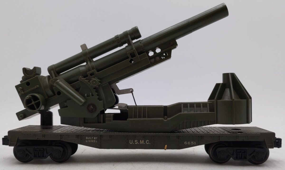 Lionel 6651 Vintage O USMC Olive Drab Cannon Car VG